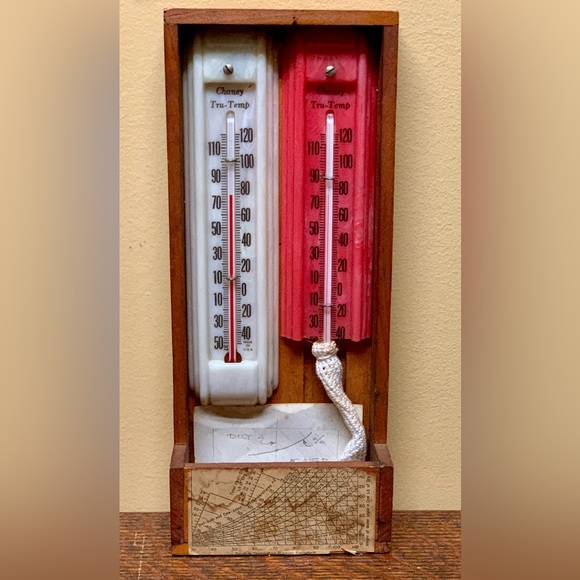 Mid Century Vintage Wood Mounted Thermometer Set - Picture 2 of 16
